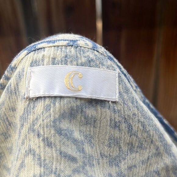 Charming Charlie top boho lace tassels blue shabby chic Large FIRM on PRICE - Picture 2 of 8